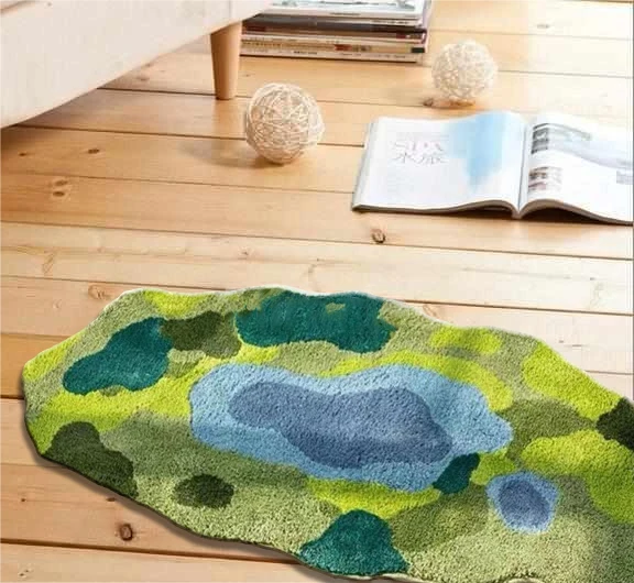 Handmade Custom Hand Tufted Wool Rug Mat Luxury Forest Green Moss Area Rugs