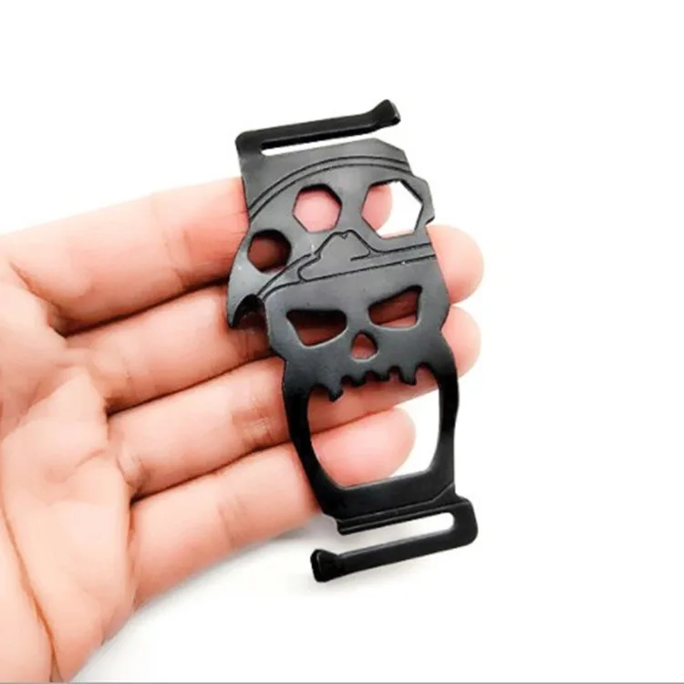 EDC Outdoor Skull multifunctional combination of small tools Bottle opener saber clip wrench sharpener twine knife