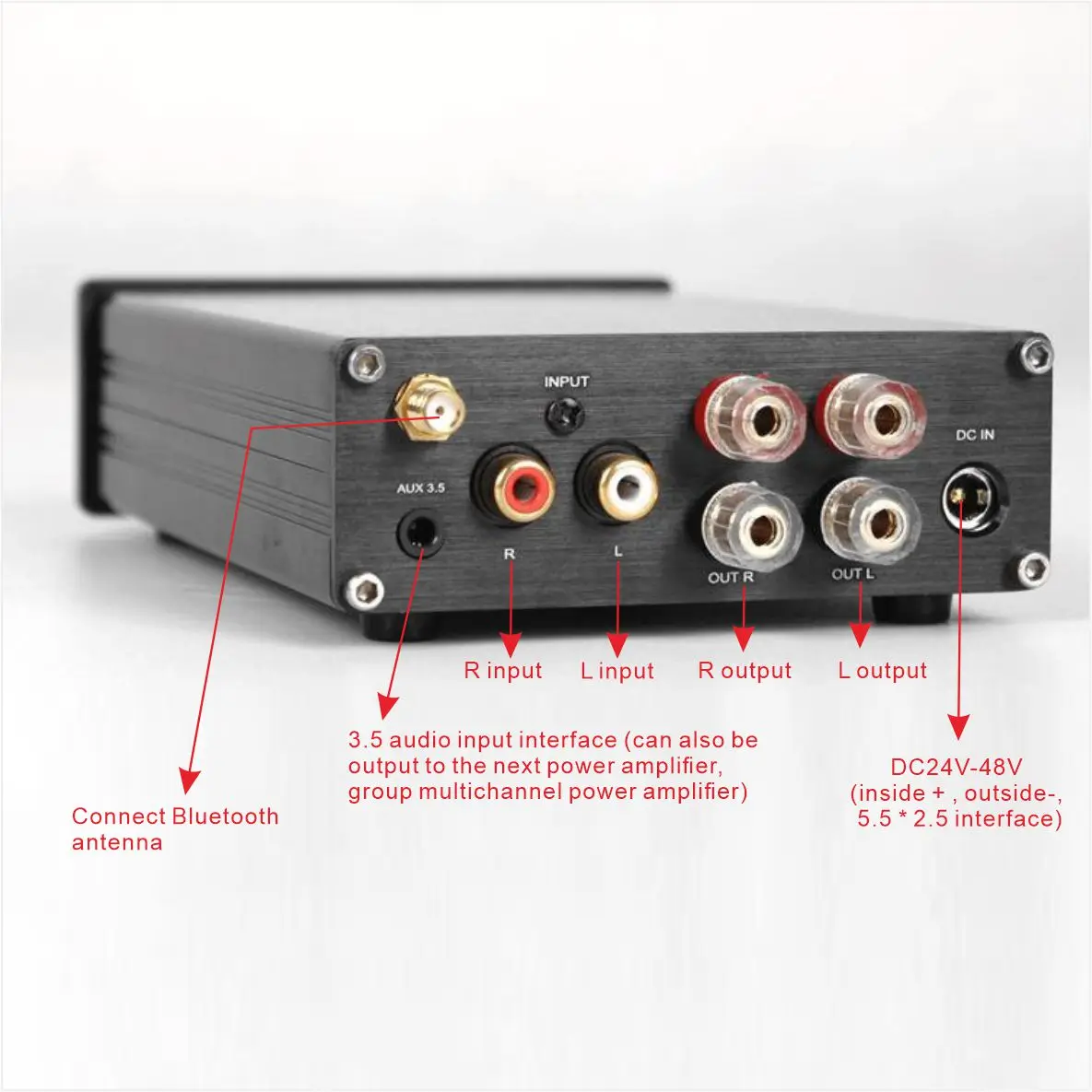 QQCHINAPA BT 100W 2CH 24V Mini HiFi Stereo Audio Class D home  Amplifier  For Home Theatre System