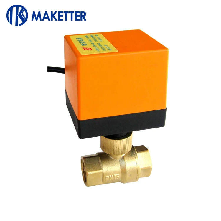 
3 Way MKD-15N 20N Stainless Steel Brass Electric Actuator Ball Valve 12vac 24vac 110vac 220vac Valve 