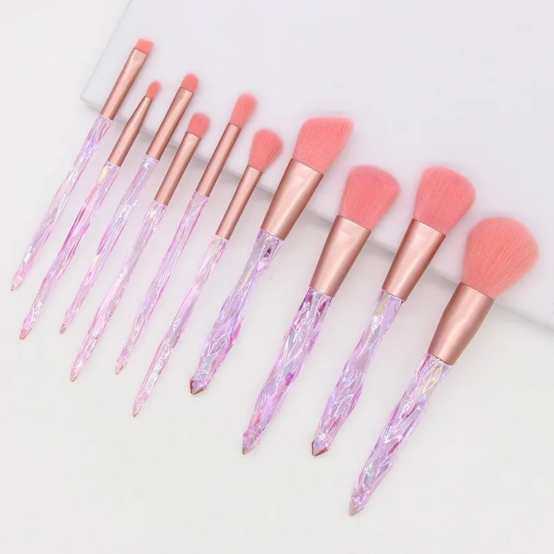 2022 Wholesale Custom Best Price Soft Vegan 10 pc Synthetic Pink Diamond Makeup Brush