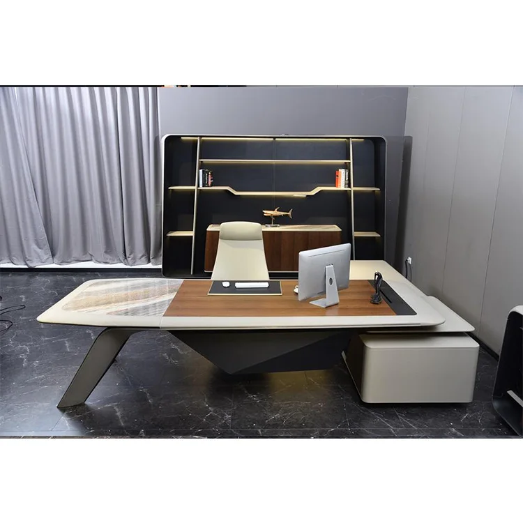 High-end modern luxury style office furniture mdf executive l shape office ceo table design
