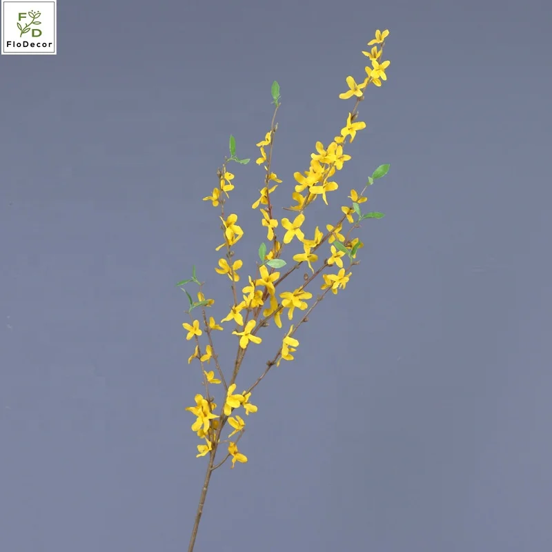 Hot Sale Artificial Spring Forsythia Flower Silk Winter Jasmine Yellow Flowers For Indoor Outdoor Decoration Home Table Decor