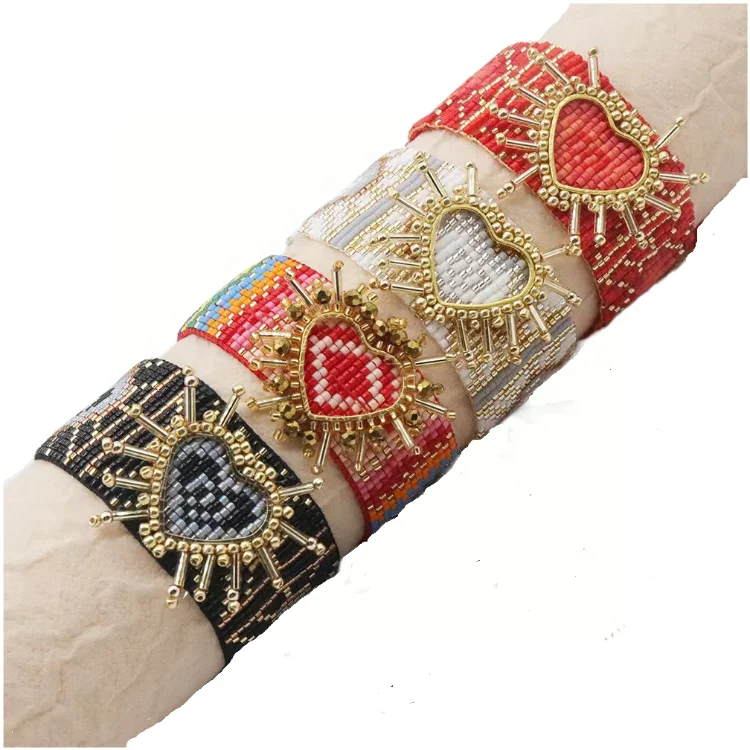 MOYAMIYA bracelet jewelry handmade RAINBOW HEART BRACELETs BEADED  miyuki wholesale