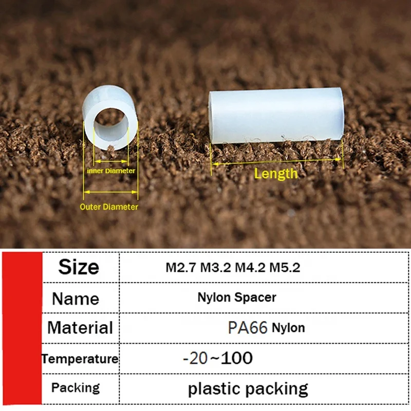 White Nylon Non-threaded Spacer Abs Dresser Washer Id 2mm 3mm 4mm 5~20mm Pcb Screw Plate Hollow Round Washer M2.8 M3.2 M4.2 M5.