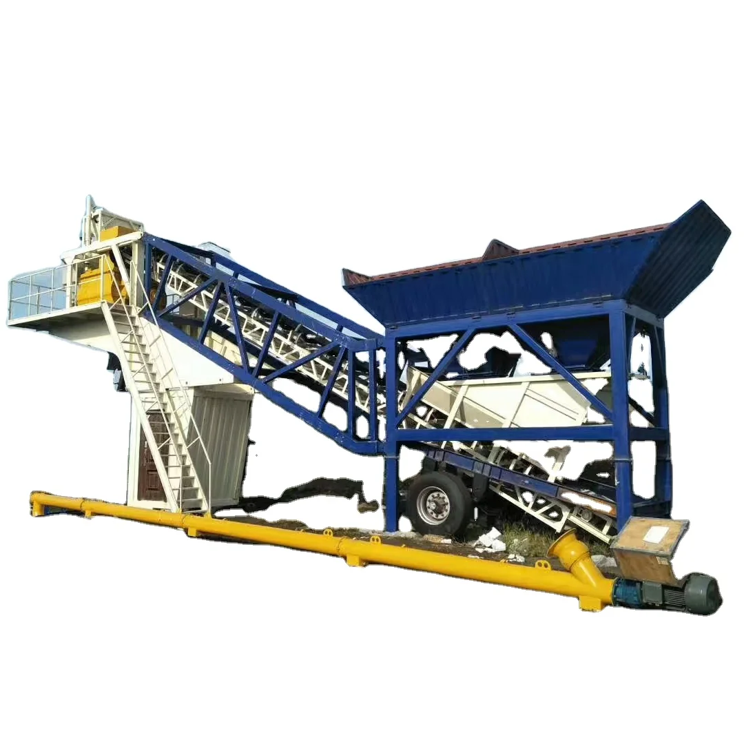 Small concrete machinery mobility portable cement asphalt mini hzs25 concrete batching plant