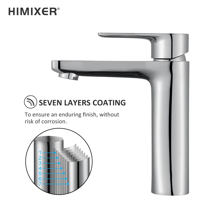 
HIMXER RTS small MOQ customization Single Handle Brass Bathroom Faucet Chrome Wash basin faucets 
