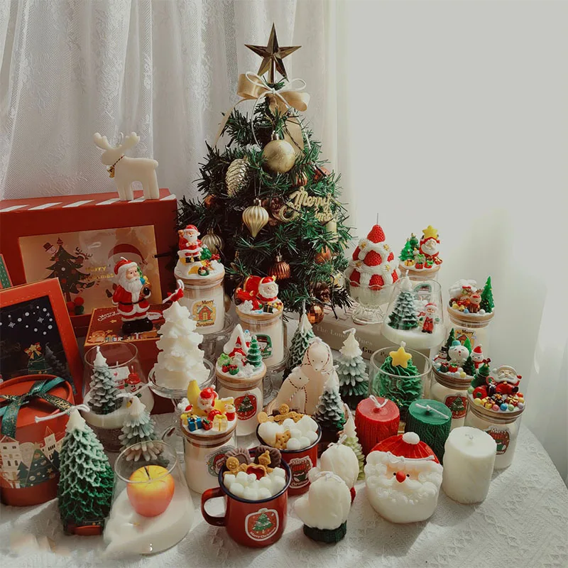 Snowflake Scented Candles Christmas Gifts Wholesale Creative Handmade Scented Modeling Candles Mini Christmas Scented Candle Jar