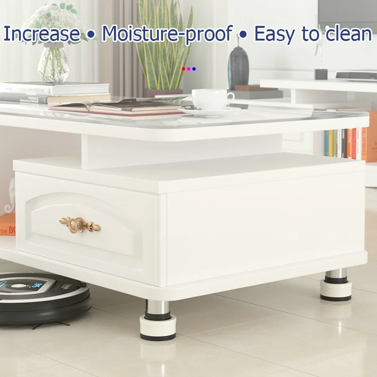 Set of 4 Heavy-Duty Adjustable Plastic Furniture Risers for Bedroom Living Room Outdoor Bed or Home Office Workshop Laundry