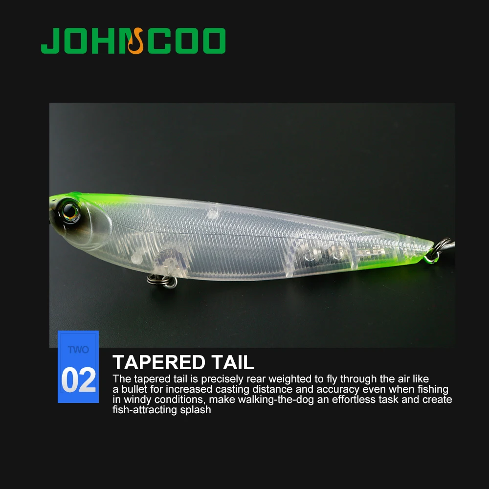 JOHNCOO Artificial Fish Plastic Fishing Bait 100mm 14g Hard Bait TopWater Pencil Baits Wobbler Fishing Pencil Lures