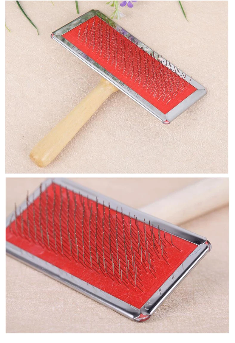 Pet Products Wooden Handle Fur Brush Cleaning Beauty