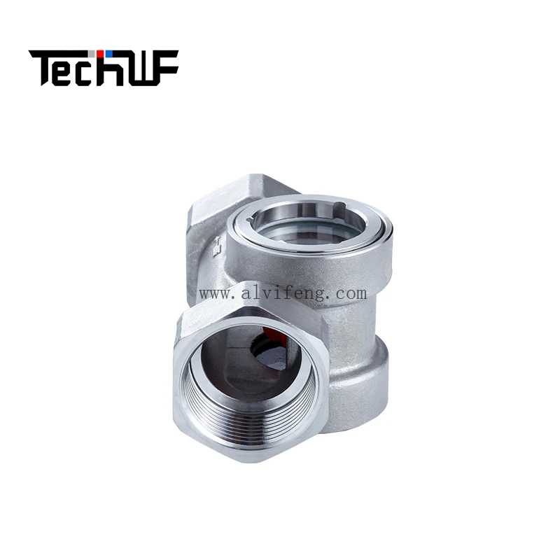 Flow Meter Impeller 1/2inch Visual Stainless Steel Liquid Gas Oil Sight Glass Flow Indicator Flowmeter