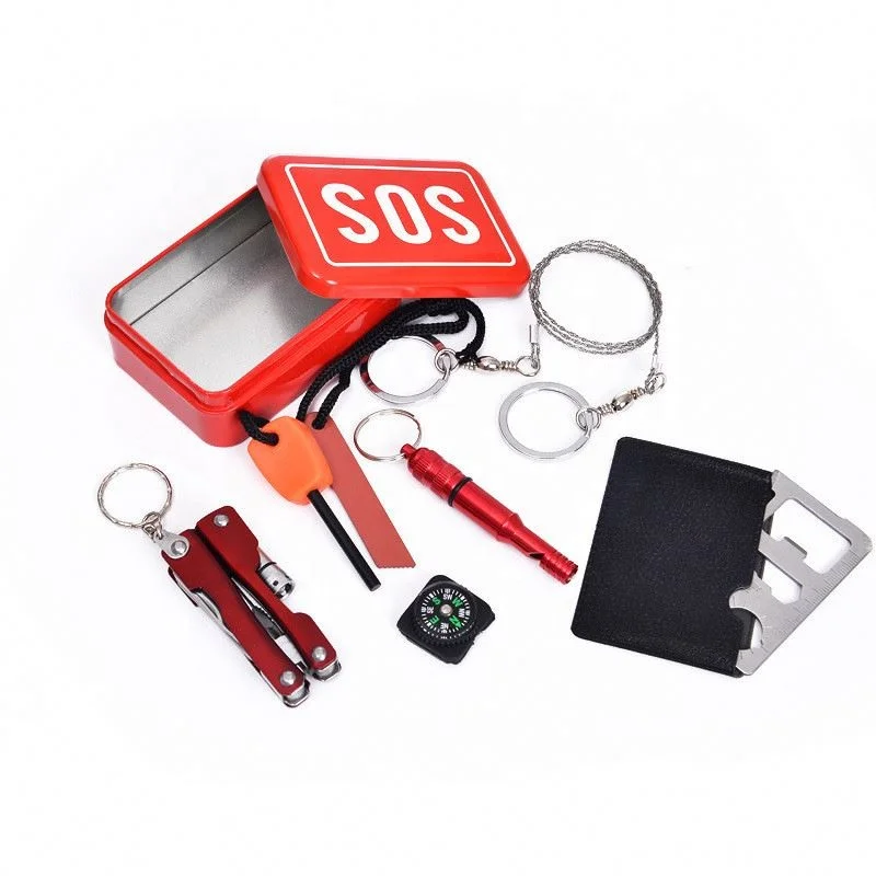 Outdoor Supplies Camping Hiking Wilderness Adventures Preparedness 7 in 1 Survival Tool SOS Survival Kit M0350