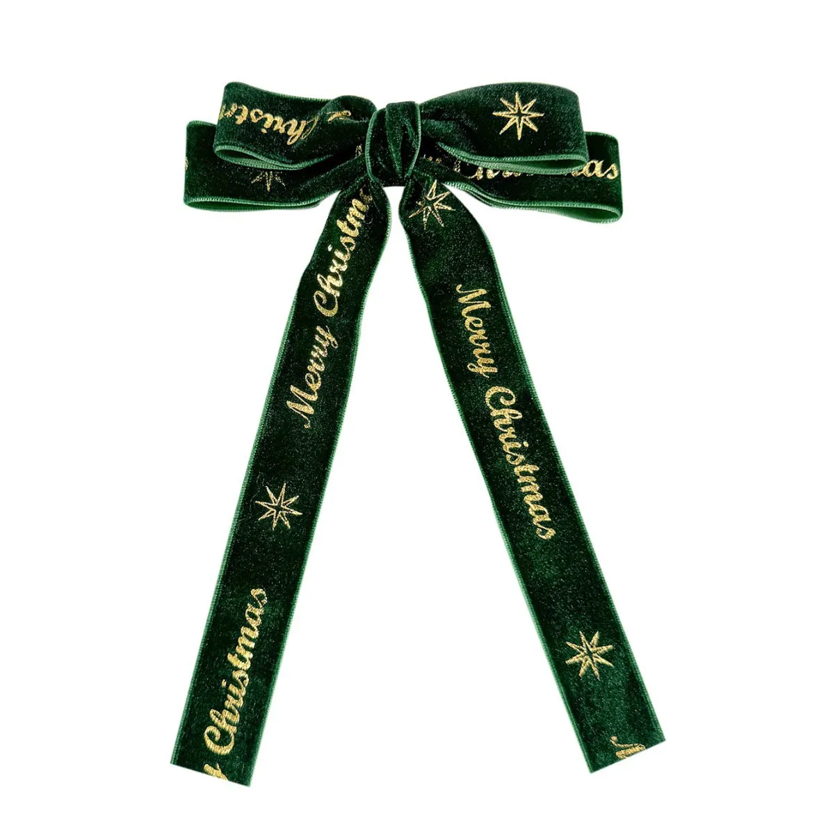 Wholesale Custom Printed Christmas Velvet Hair Bows Red Ribbon Bow Clip Long Tail Hair Accessories for Women Girl Kids Baby