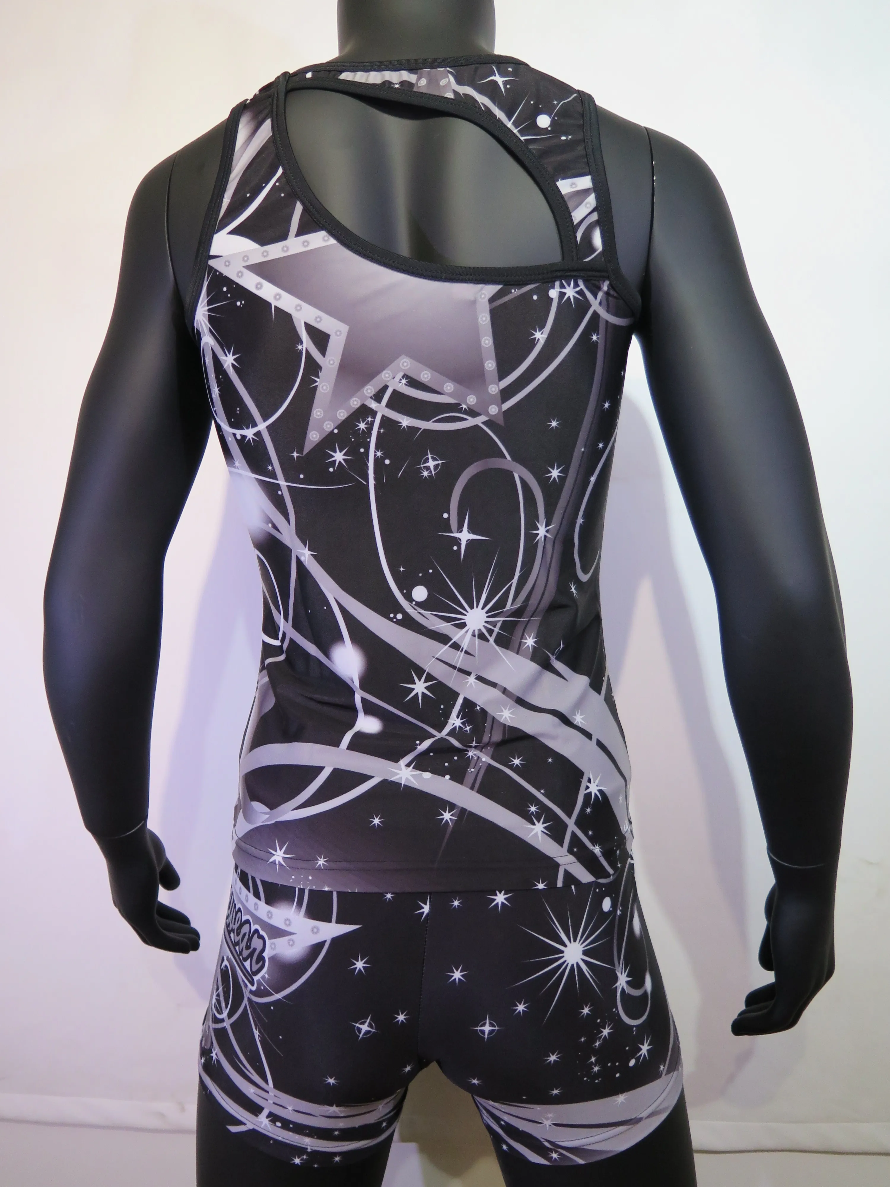 Sublimation cheer tank top and BCS short practice wear Cheerleading singlet and short tight training kits