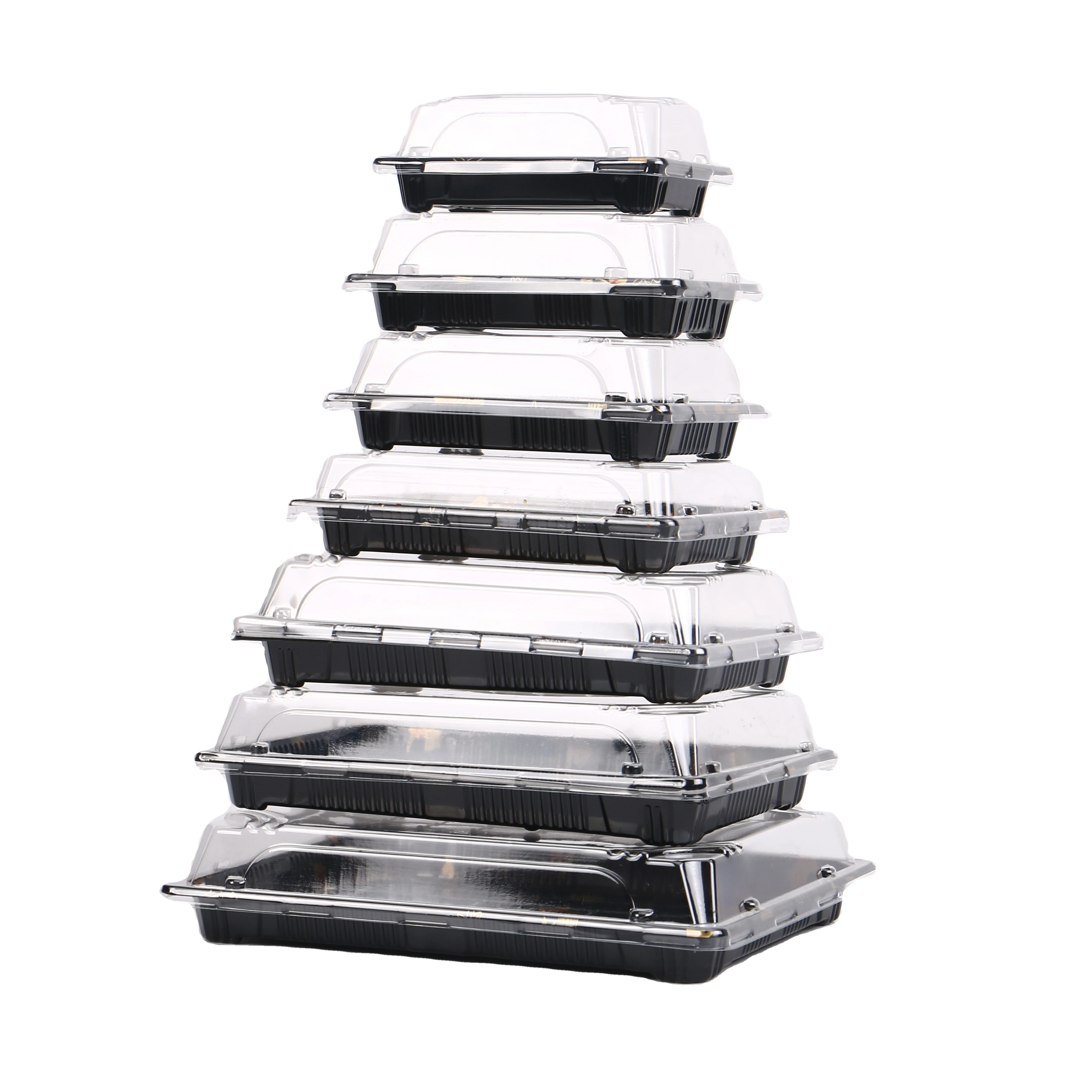 Customized Takeaway Party Black/Printing Luxury Delivery Food Packaging Carry Disposable Plastic Box For Sushi With Lid