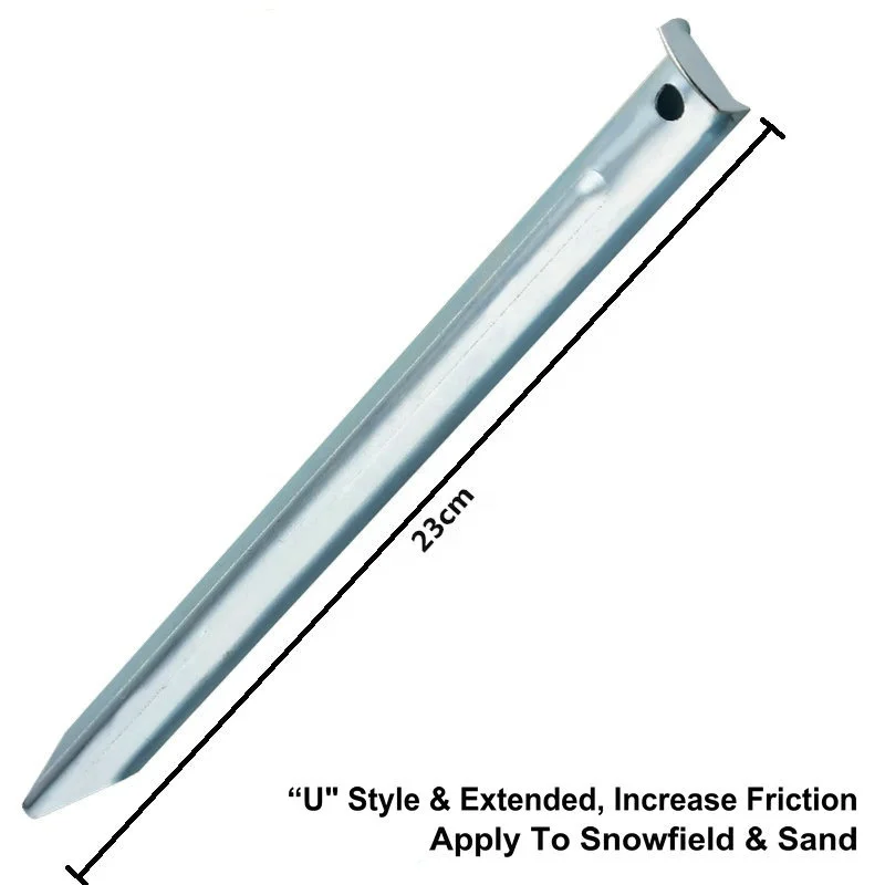 TPG0127 23cm 9inch Tent Stakes Screw in Tent Pegs Ground Metal Heavy Duty Camping Stakes for Camping Accessories
