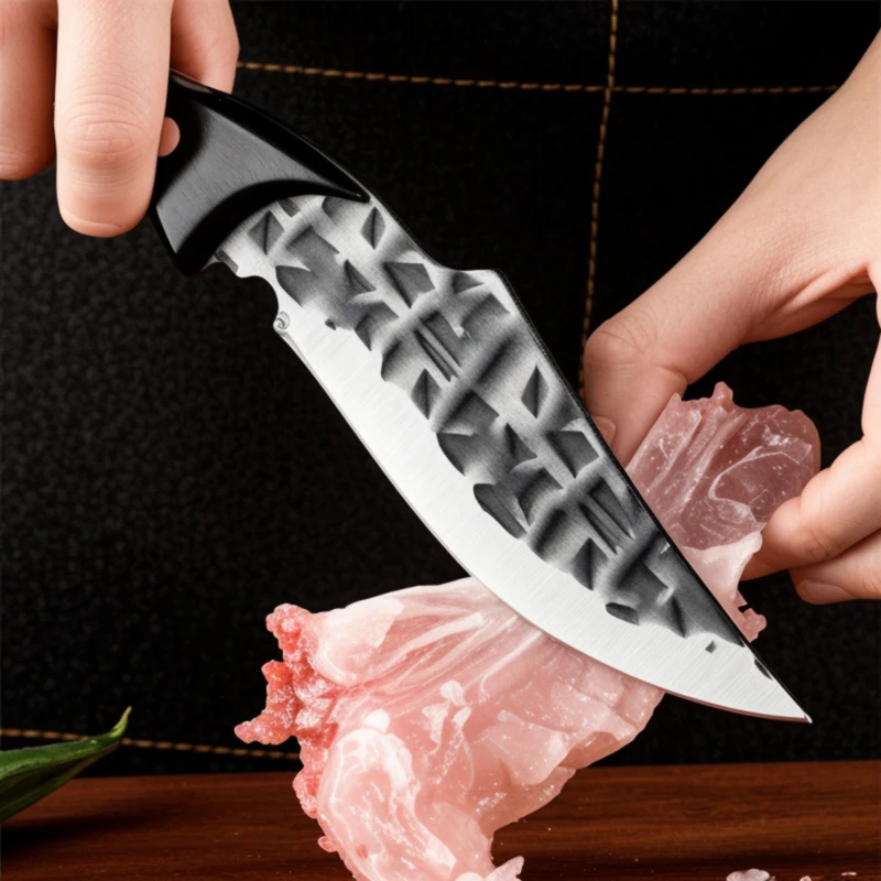 Custom Hand Forged Stainless Steel Kitchen Knife with Wooden Handle and Fine Leather Sheath for Camping DIY Grade OEM Support