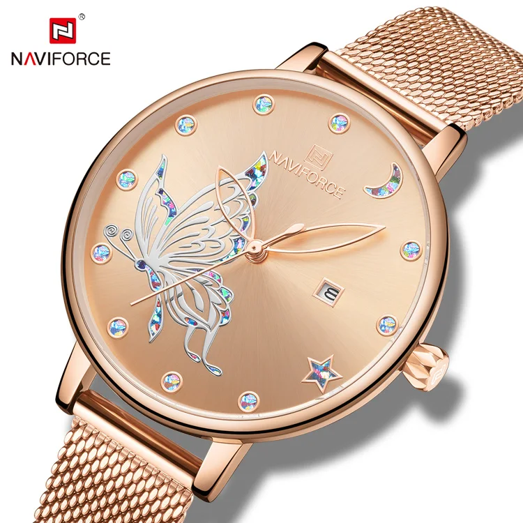 NAVIFORCE 5011 RGRG Sport Watches Women Wrist Butterfly Jewelry Strap Luxury Brand Waterproof Couple Other Diamond Watch reloj