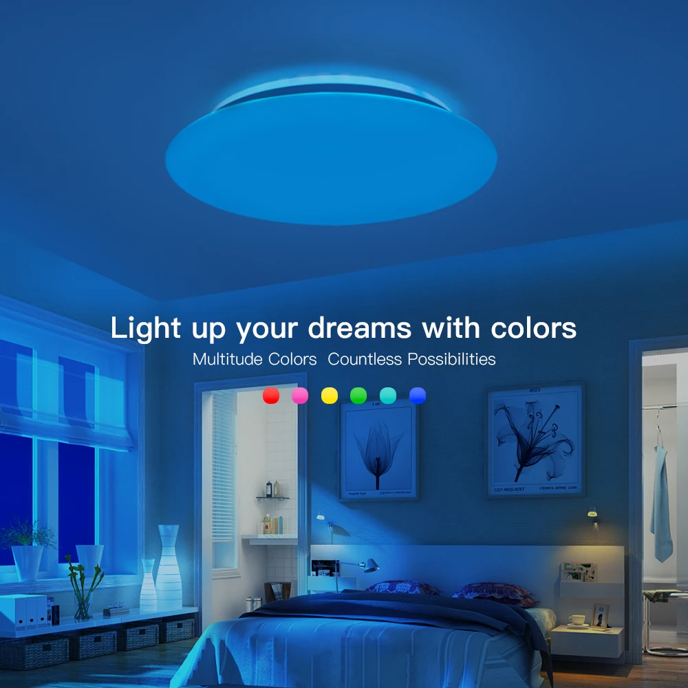 Smart WiFi Ceiling Light 36W Smart APP Voice Modern Simple Wind Ceiling Light RGB+CCT Ceiling Light