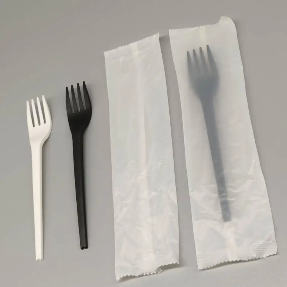
GreenWorks CPLA compostable disposable utensils flatware biodegradable cutlery 6.5 inch fork Wrapped dinnerware sets 