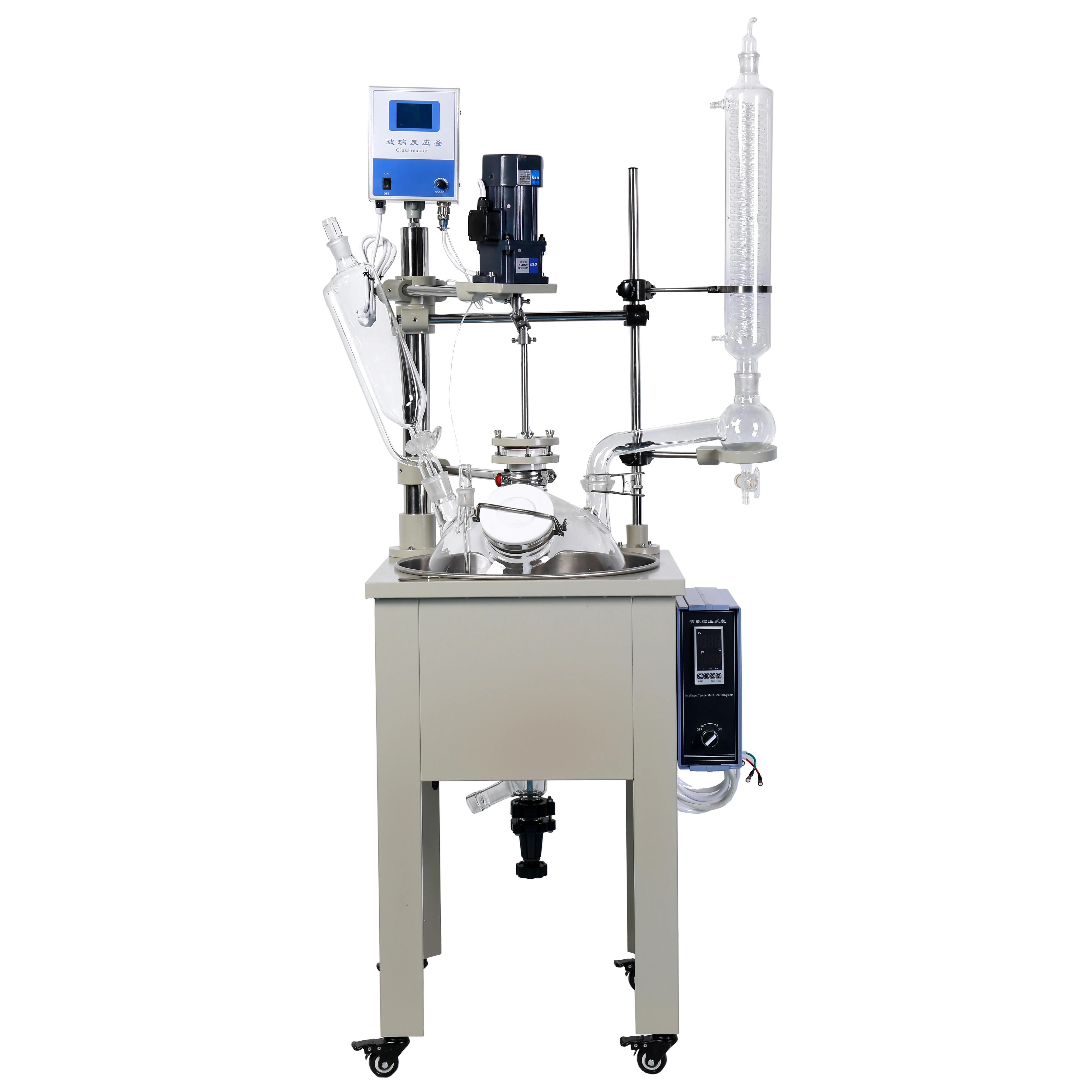 10Liter Chemical Laboratory Single Layer Glass Reactor With Thermal Stainless Steel Electric Heating Water Oil Bath
