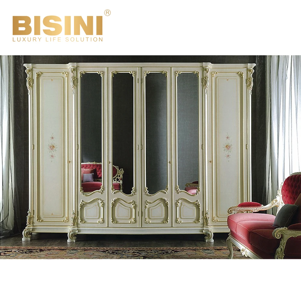 Exquisitely carved decorative patterns solid wood wardrobe with 2;4;6 door hand-carved flowers Bedroom furniture wardrobe