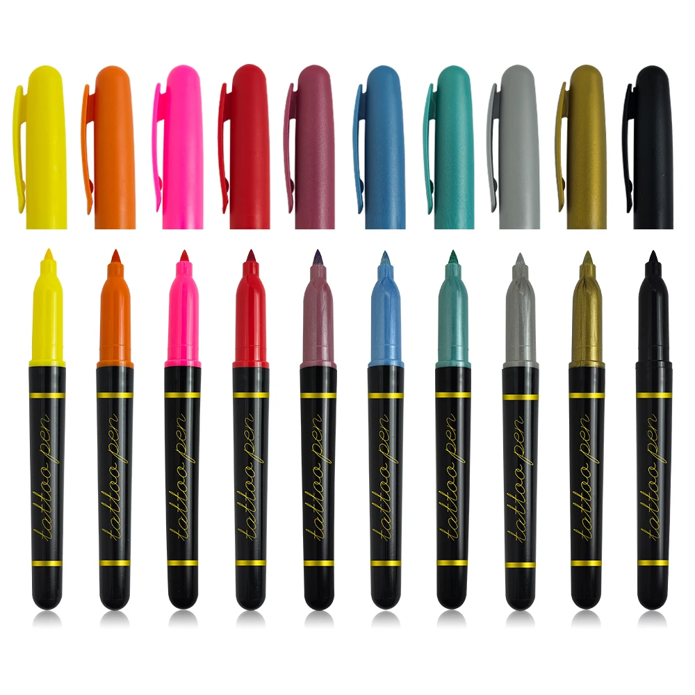 KHY Custom 10 Colors Non Toxic Temporary Tattoo Marker Pen Set