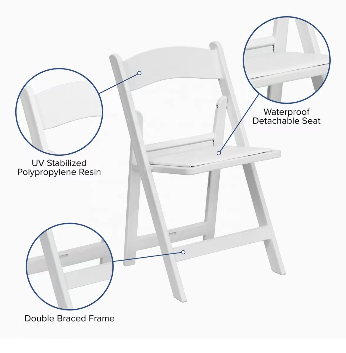 factory wholesale padded folding chair wedding plastic resin for outdoor