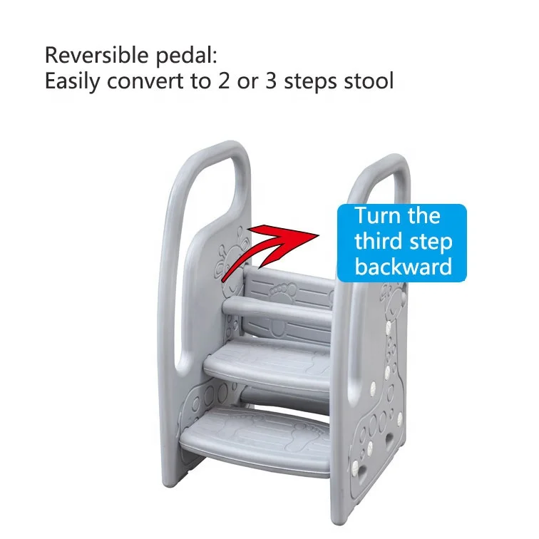 Toddler Toilet Training Step Stool Chair Kids 3 Step Standing Tower Plastic Learning Helper Stool for Kitchen