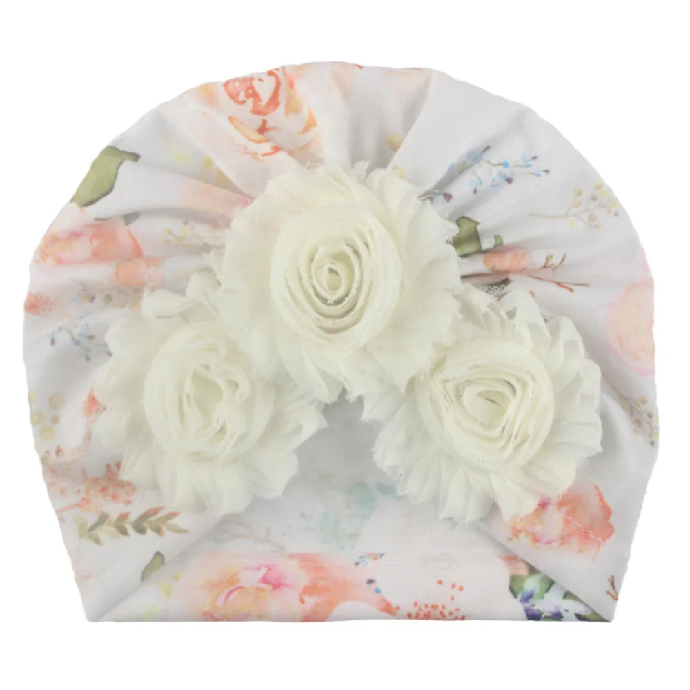 Hot Sale new baby printed hat European and American children Thin sun flower hat baby tire decoration cap