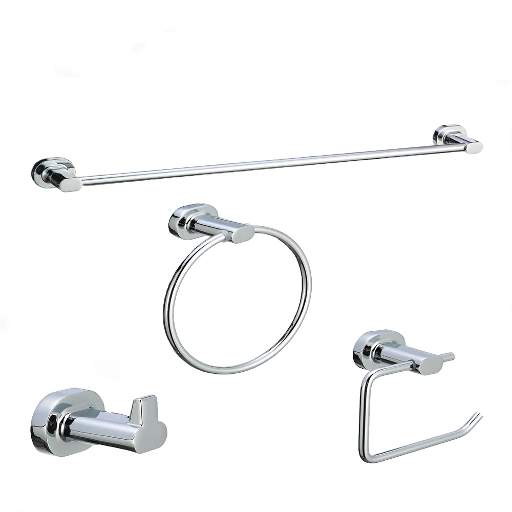 Simple Design 4 Pieces Set Zinc Bath Fittings Wall Mounted  Chrome Metal Hardware
