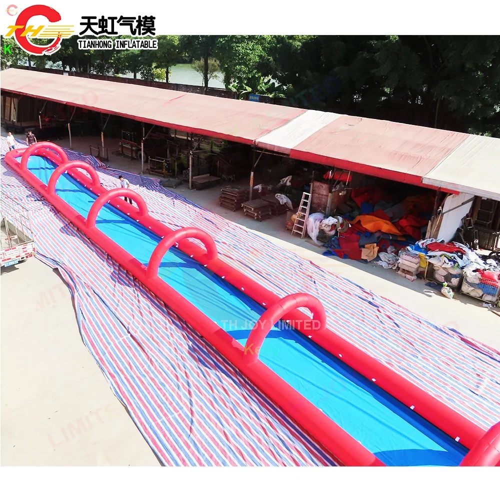 Free Shipping 30x3m Giant Inflatable Water Slide Red Inflatable Water Slip n Slide for Summer Playground