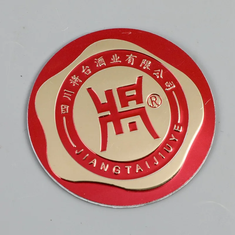Metal nameplate customized print logo metal wine label nameplate special-shaped concave and convex packaging label