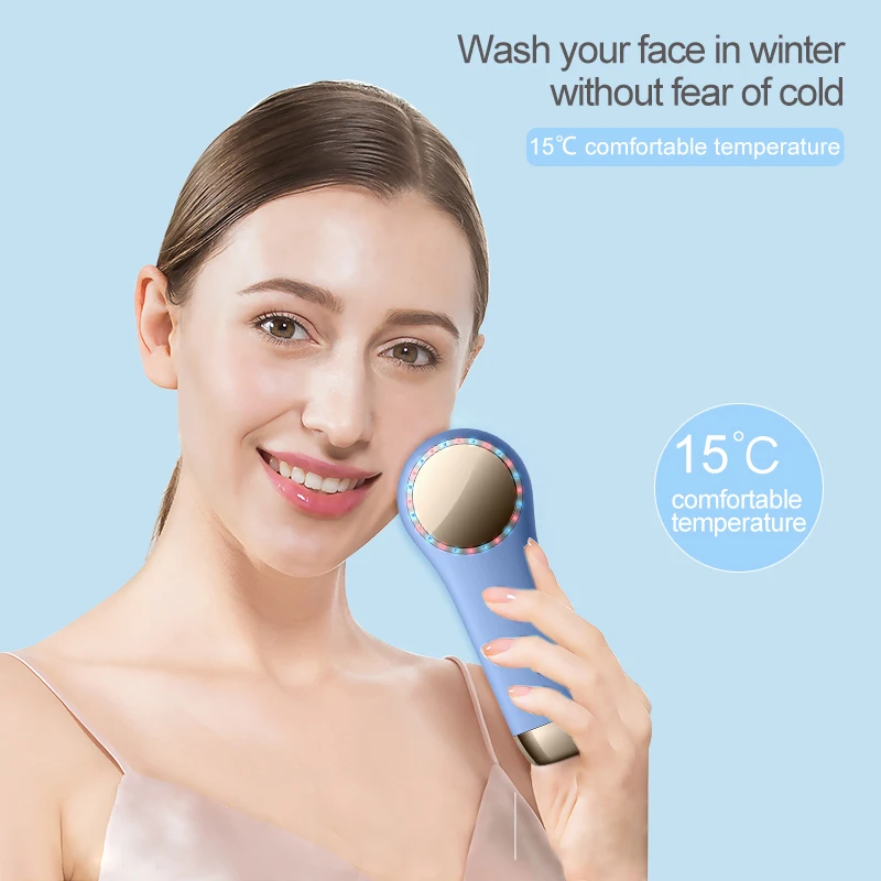 Silicone Cordless Electric Face Skin Scrubber Home Use Hot and Cold Facial Cleaning Brush