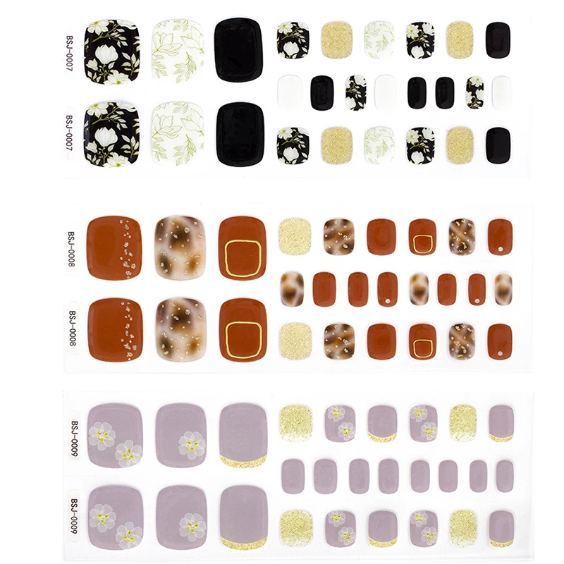 Wholesale Foot Gel Nail Wraps Semi Cured UV Gel Feet Nail Wrap Stickers