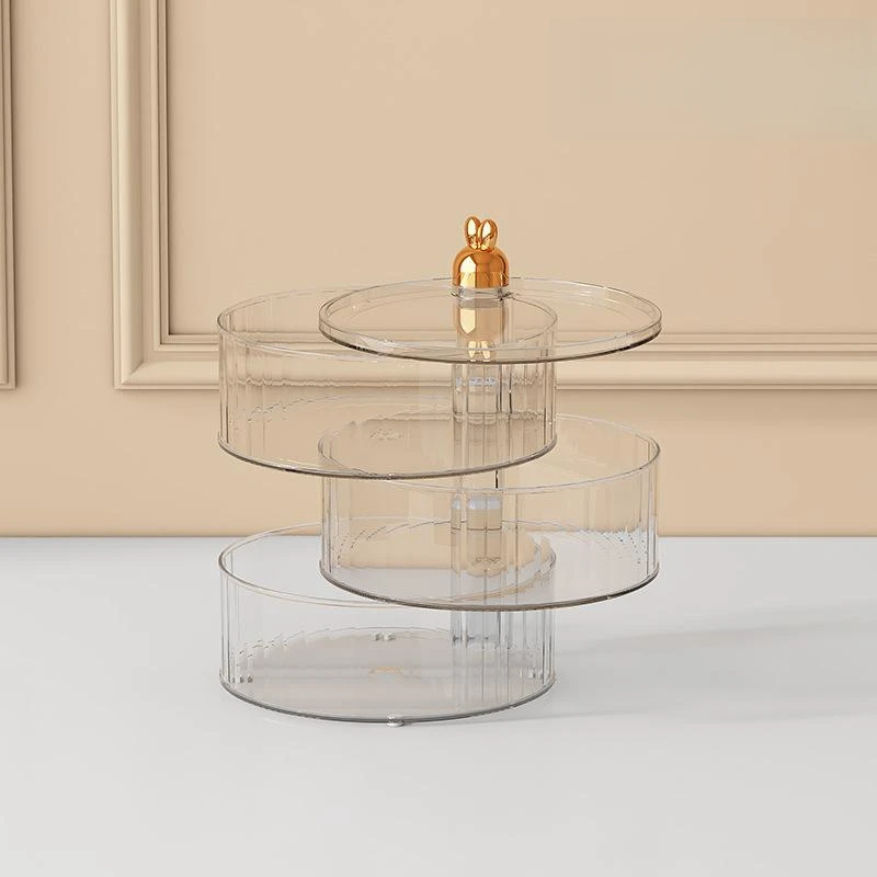 Wholesale Creative 360 Rotate multilayer Plastic Transparent Round Desktop food Storage Box For Candy Dried Fruit Snacks