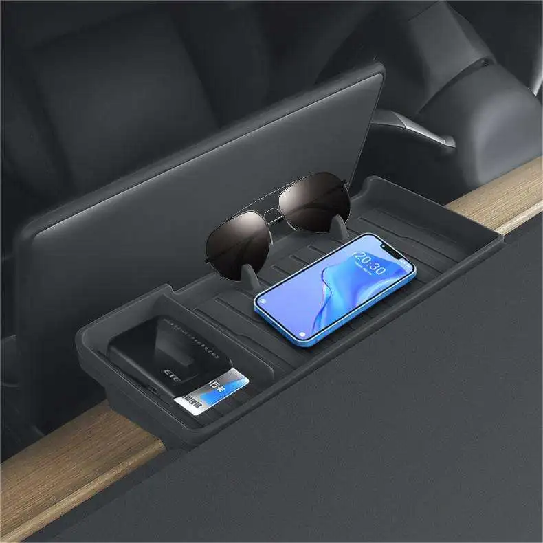 For Tesla Model 3 Y Dashboard Cover Decoration Black Storage Box Cell Phone Etc Holder Center Console Organizer Behind Screen