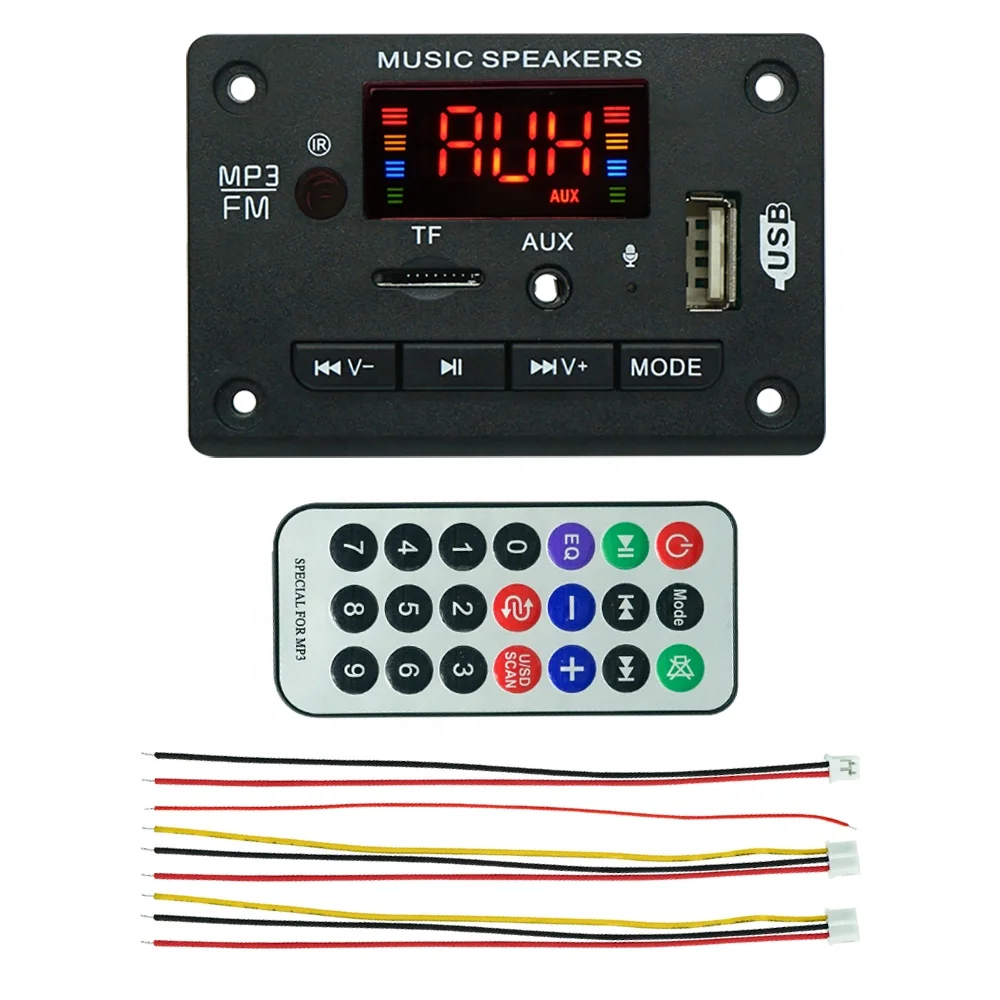 Wireless Bluetooth MP3 Player Modules USB MP3 Decoder Board 12V Black Square Panel