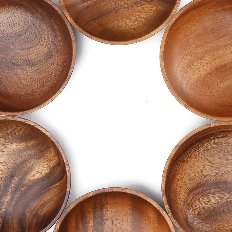 Wholesale Acacia Salad Wooden Bowl Antique Natural Bamboo Salad Bowl With Spoon