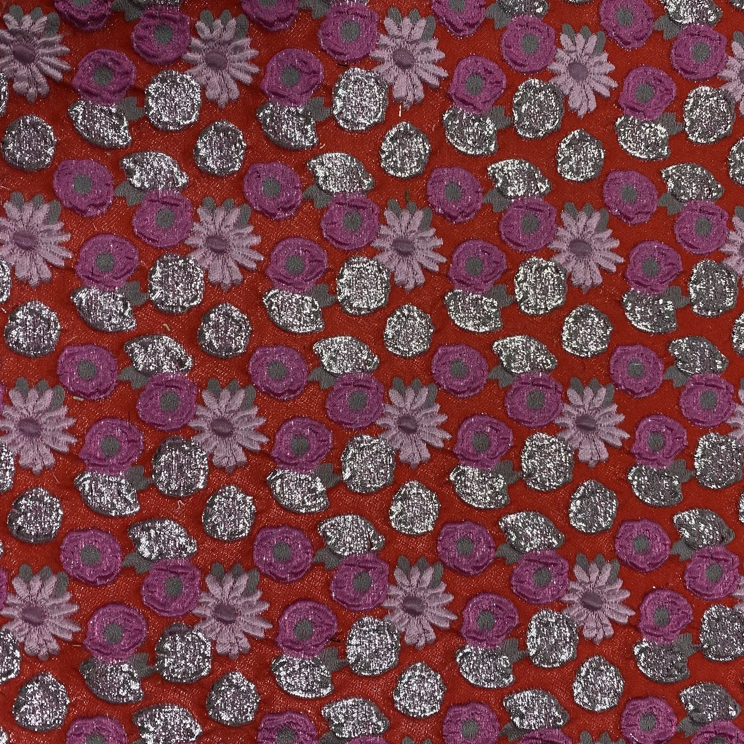 METALLIC BROCADE JACQUARD FABRIC WITH FLOWER DESIGN FOR ELEGANT DRESS