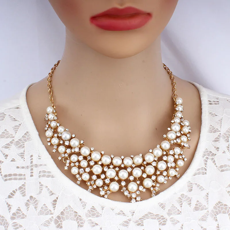 Multilayer pearl big pure round pearl necklace earring set bridal party accessories for wedding jewelry set