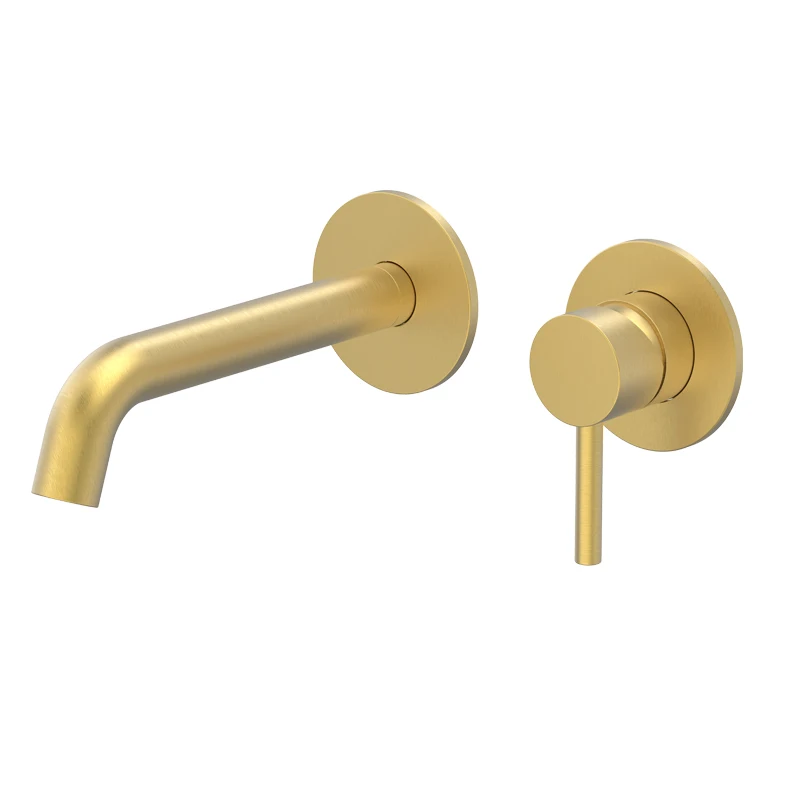 Luxury Wall Mounted Solid Brass Faucet Single Handle Basin Faucets Bathroom Mixer Tap Hotel Lavatory Wash Sink Water Taps