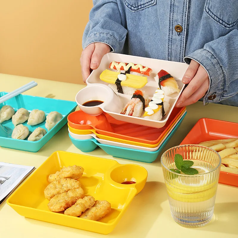 PP thick plastic tray sauce integrated sushi fried chicken dumpling restaurant dipping plate square