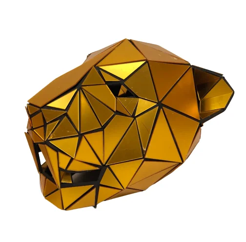 Stage Show Headwear Gold mirror tiger mask animal helmet full masks cosplay hat headgear for nightclub