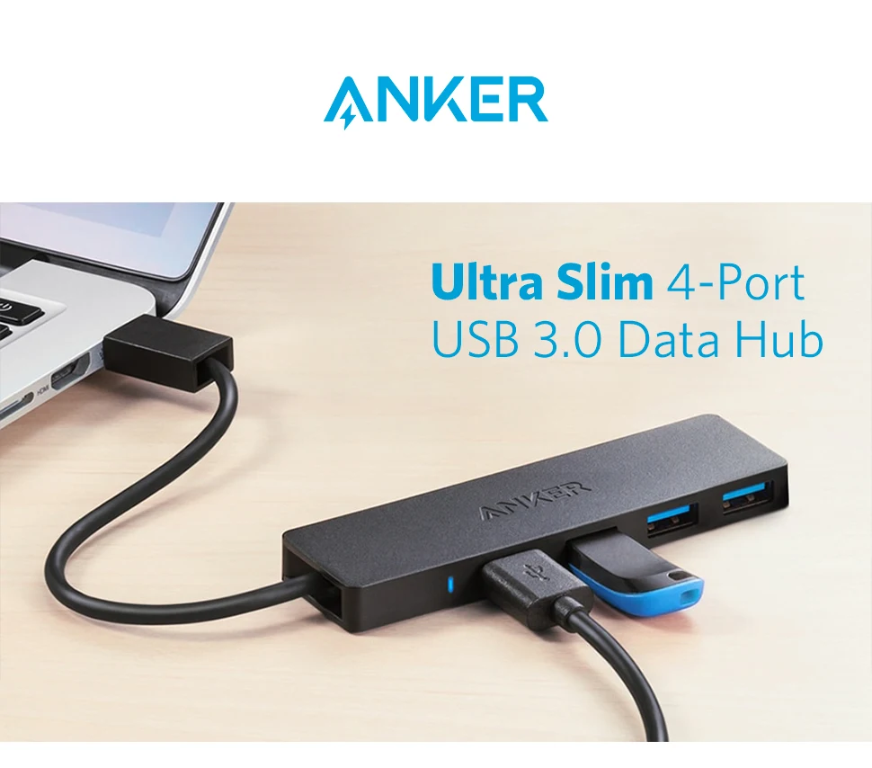 Anker 4-Port USB 3 0 Ультратонкий концентратор данных для Macbook Mac