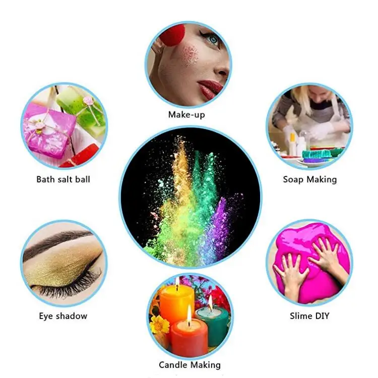 ZQX305 10G 24 colors Bulk Colorful Mica Powder pigment Powder For Epoxy Resin Soap Making Makeup