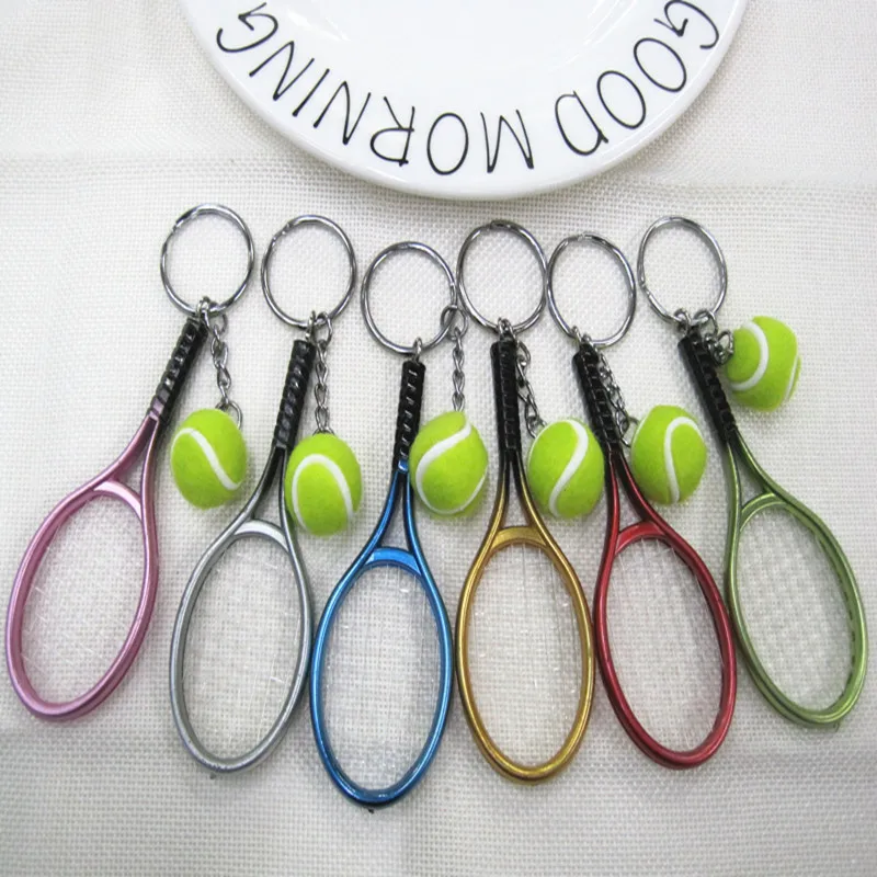 2023 Hot Selling Mini Tennis Ball Bat Keychain Keyring Car Backpack Pendant Sports Souvenir Gifts Tennis Ball Keychain Llaverode