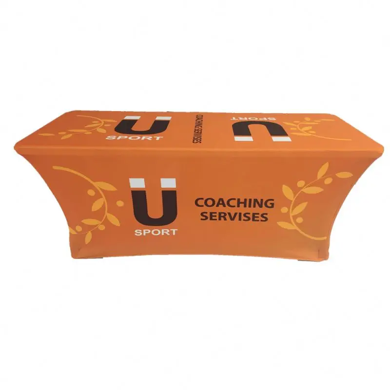 Personalized Add Your Logo 4ft 6ft 8ft Spandex Table Cloth With Company Logo