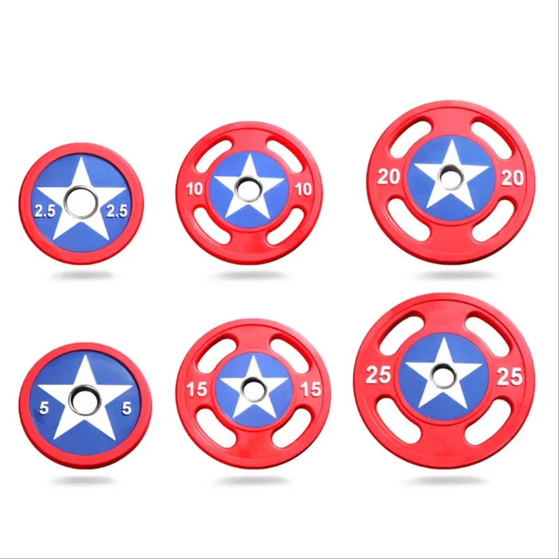 American Captain Barbell Cast Iron Standard urethane Weight Plates Pounds Weight Lifting
